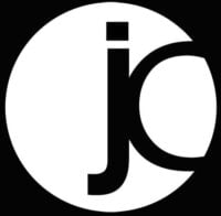 "Striking black and white logo of JCWeddingStudio, highlighting 'JC' in a distinctive font, ideal for luxury wedding photography and elegant bridal services